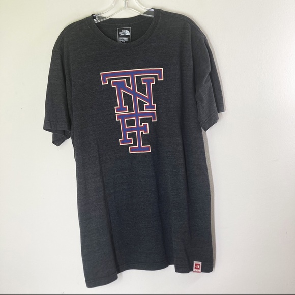 The North Face T-Shirt Gray Size XL Slim Fit TNF Stacked Interlock Logo EUC - Picture 1 of 3